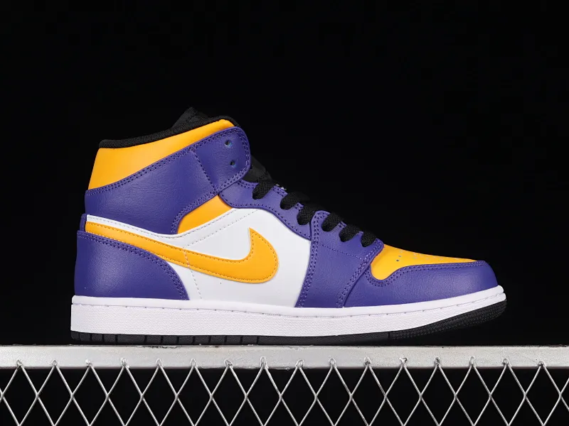 All categories Air Jordan Jordan series basketball shoes Air Jordan 1 Mid G version pure original Air Jordan 1 Mid "Lakers" AJ1 Joe 1 Lakers color matching Chinese basketball shoes DQ8426-517